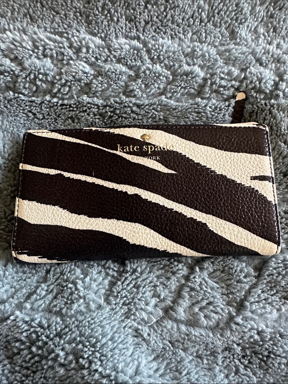 kate spade Black and White Zebra-Print Zip Wallet